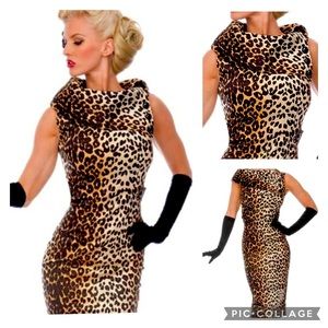 Voodoo Vixen Leopard Print Wiggle Dress NWT Size Large